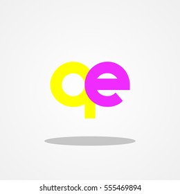 Initial letter QE lowercase logo design template yellow violet