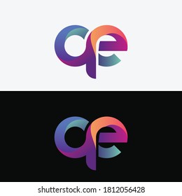 Initial Letter Qe Modern Linked Circle Round Lowercase Logo Gradiant