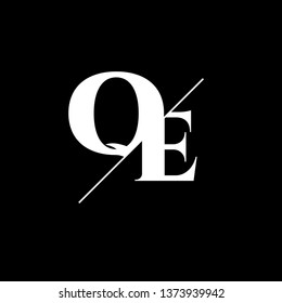 Initial Letter QE Monogram Sliced. Logo template isolated on black background