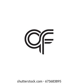 Initial letter qf, linked outline rounded lowercase, monogram black