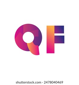 Initial Letter QF Logo Lowercase, magenta and orange, Modern and Simple Logo Design