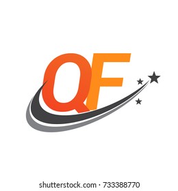 initial letter QF logotype company name colored orange and grey swoosh star design. vector logo for business and company identity.