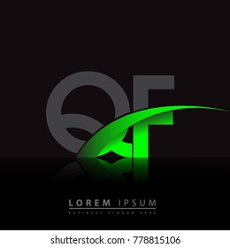 initial letter QF logotype company name colored green and black swoosh design. vector logo for business and company identity.
