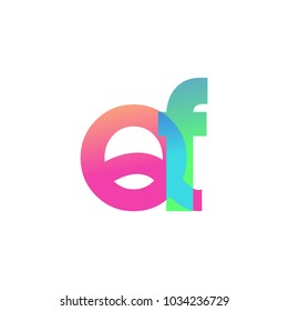 Initial Letter QF Lowercase Logo green, pink and Blue, Modern and Simple Logo Design.