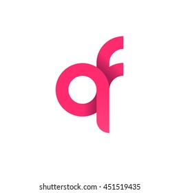 initial letter qf modern linked circle round lowercase logo pink