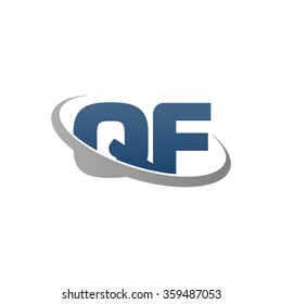 initial letter QF swoosh ring company logo blue gray