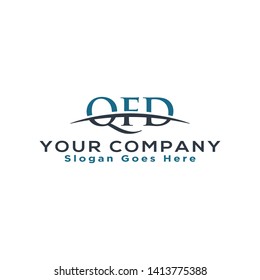 Initial letter QFD, overlapping movement swoosh horizon logo company design inspiration in blue and gray color vector