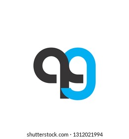 Initial Letter QG Linked Circle Lowercase Logo Black Blue Icon Design Template Element - Vector