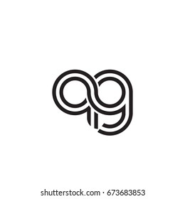 Initial letter qg, linked outline rounded lowercase, monogram black