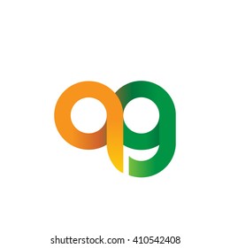initial letter qg linked round lowercase logo orange green