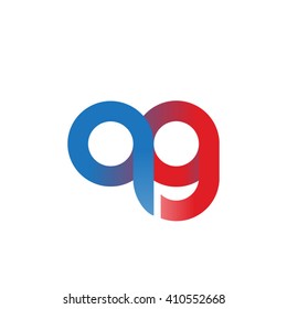 initial letter qg linked round lowercase logo blue red