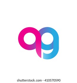 initial letter qg linked round lowercase logo pink blue purple