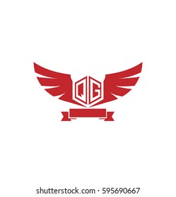Initial Letter QG Logo with Wings
