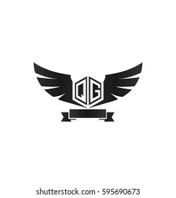 Initial Letter QG Logo with Wings