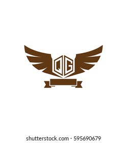 Initial Letter QG Logo with Wings