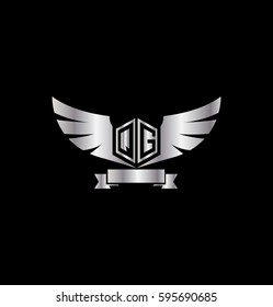 Initial Letter QG Logo with Wings