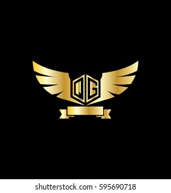 Initial Letter QG Logo with Wings