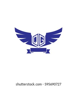 Initial Letter QG Logo with Wings