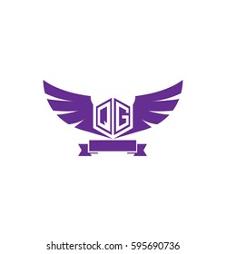 Initial Letter QG Logo with Wings