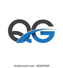 initial letter QG logotype company name colored blue and grey swoosh design. vector logo for business and company identity.
