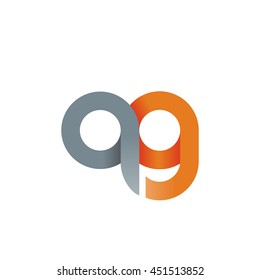 initial letter qg modern linked circle round lowercase logo orange gray