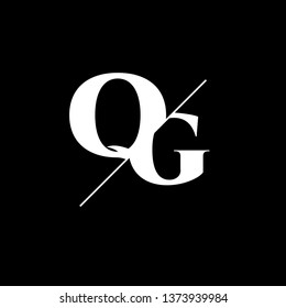 Initial Letter QG Monogram Sliced. Logo template isolated on black background