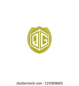 Initial Letter QG, Q, G Hexagonal Shape Logo Design with Leaf, Eco, Nature, Organic Illustration for Company Identity