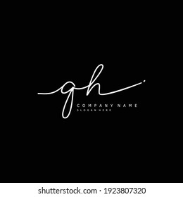 Initial letter QH calligraphy handwritten logo. Handwritten alphabet in the logo template. Letters and Alphabet for your logo design.