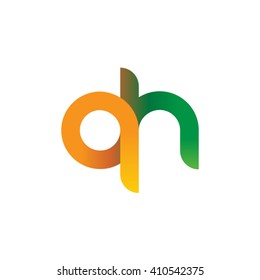 initial letter qh linked round lowercase logo orange green