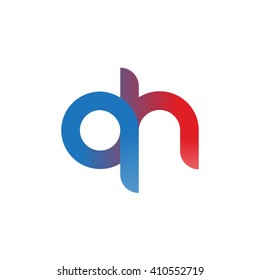 initial letter qh linked round lowercase logo blue red