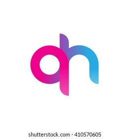 initial letter qh linked round lowercase logo pink blue purple