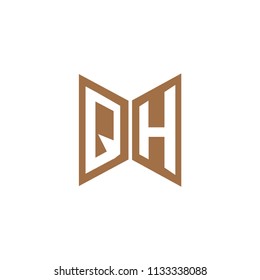 Initial Letter QH Logo Design, Hexagonal Shape in Flat Colored