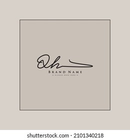 Initial Letter QH Logo - Handwritten Signature Logo