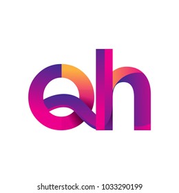 Initial Letter QH Logo Lowercase, magenta and orange, Modern and Simple Logo Design.