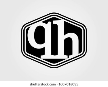Initial letter qh lowercase logo minimalist black