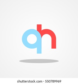 Initial letter QH lowercase logo design template blue sky red