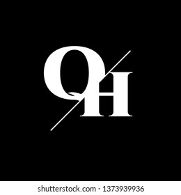 Initial Letter QH Monogram Sliced. Logo template isolated on black background