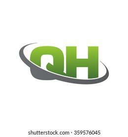 initial letter QH swoosh ring company logo green gray