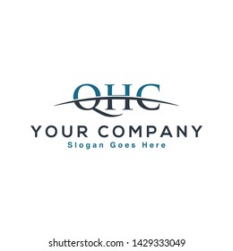 Initial letter QHC, overlapping movement swoosh horizon logo company design inspiration in blue and gray color vector