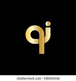 Initial Letter QI Linked Logo Gold