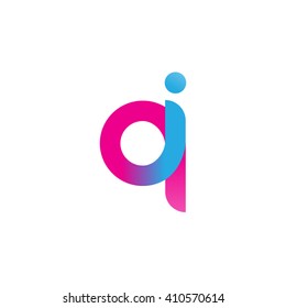 initial letter qi linked round lowercase logo pink blue purple