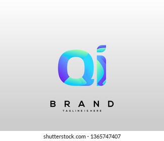 Initial letter QI logo with colorful background, letter combination logo design for creative industry, web, business and company. - Vector