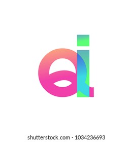 Initial Letter QI Lowercase Logo green, pink and Blue, Modern and Simple Logo Design.