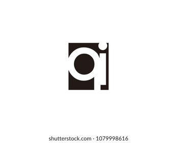 Initial letter qi lowercase logo black and white