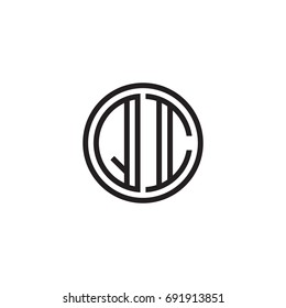 Initial letter QI, minimalist line art monogram circle logo, black color
