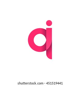initial letter qi modern linked circle round lowercase logo pink