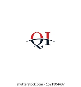 Letra inicial QI, movimiento superpuesto logo de horizonte pantanoso empresa, símbolo de logotipo, diseño de logotipo inspiración inicial en color rojo y azul oscuro vectorial