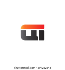 Initial letter QI, straight linked line bold logo, gradient fire red black colors