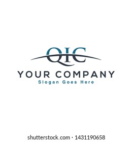 Initial letter QIC, overlapping movement swoosh horizon logo company design inspiration in blue and gray color vector