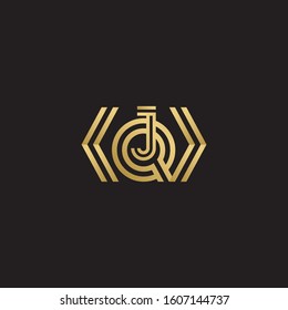 Initial Letter QJ linked uppercase overlap modern gold logo vector design template. Suitable for business, consulting group company.